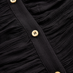 Women's Imitation Cotton And Linen Pleated Lapel Single-breasted Long-sleeved Maxi Dress