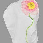 Loose Sleeveless Floral Printed High Neck Vest Top