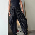 National Customs Sequin Elastic Waist Loose Harem Pants