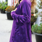 Rust Velvet Button Down Tunic Top