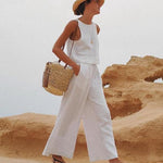 Chic Solid Color Sleeveless 2pieces Set