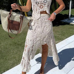 Summer Getaway Look Crochet Lace Irregular Hem Loose Tank Top