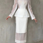 Perfectly Shaped Organza High Rise Side Zipper Pencil Midi Skirt