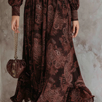 Lunori™ Marlene | Midi Paisley Dress with Zip at the Neck