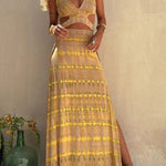 Eleanor Tie-dye Print Cutout Design Slit Stretch Dress