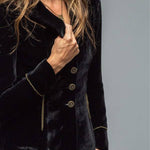 Vintage Gold Velvet Long Sleeve Pocket Blazer