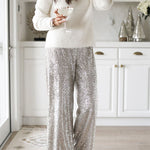 Special Treat Sequin High Rise Wide Leg Party Pants