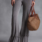 Boho-Vintage Elegant Textured Ruffle Knit Jumpsuit