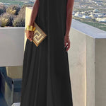 Elegant Simplicity Solid Asymmetrical Oblique Collar Evening Dress Dresses
