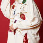 Christmas Lights Sequin Slit Pullover Sweatshirt