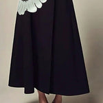 A-Line Long Sleeves Flower Print High Neck Midi Dresses