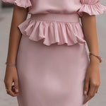 Ruffled Waist Puff Sleeve Midi Dress