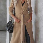 Knitted Tie Lapel Cardigan Sweater Jacket
