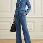 High Waisted Pockets Solid Color Jean Pants Bottoms