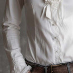 Vintage-Inspired White Ruffle Trim Blouse