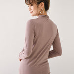 10 Colors Simple Solid Color Long Sleeves High-Neck T-Shirt Top