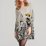 Vintage Loose Printed Split-Joint Sweater
