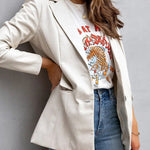 FASHION AFFAIRS POCKETED FAUX LEATHER BLAZER