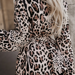 Casual Flowers Leopard Lace Up Turn-back Collar Outerwear