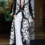 Long Sleeves Loose Flower Print Notched Collar Blazer Outerwear