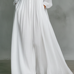 Women's Minimalist Cotton And Linen Patchwork Single-breasted Stand-up Collar Long-sleeved Maxi Dress
