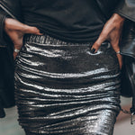 The Perfect Match Glitter Fabric Ruched Elastic Waist Mini Skirt