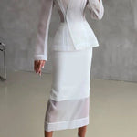 Perfectly Shaped Organza V-neck Long Sleeve Hourglass Cut Blazer