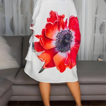 Half Sleeves Loose Buttoned Flower Print Lapel Mini Dresses Shirt Dress