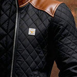 Patryk | Black Puffer Jacket Featuring Leather Shoulder Accents