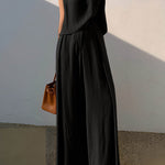 Loose Short Sleeves Hollow Solid Color Split-Joint Round-Neck Vest Top