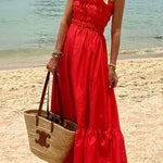 Passionate Beach Pleated Bandeau Resort Long Dress