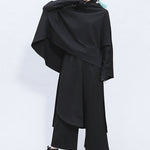 Irregularity Elastic Waist Wide Leg Solid Color Pants