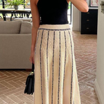 Striped Fringed Knitted Skirt