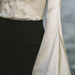 Vintage-Inspired Bell-Sleeve Satin Blouse