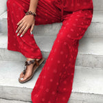 High Waist Jacquard Wide Leg Pants Casual Trousers