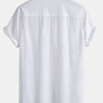 Hawaii Palm Tree Print Linen Look Cotton Button Up Shirt & Swim Shorts