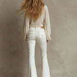 White Frayed-hem Flared Jeans