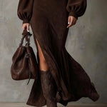 Lunori™ Harriet | Vintage Suede Midi Dress