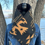 Women's Western Black Aztec Warm Neck Hood