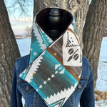 Women's Western Blue Aztec Warm Neck Hood