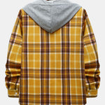 Contrast Button Up Hooded Shirt
