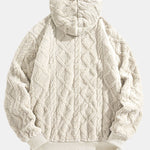 Geometric Jacquard Teddy Fleece Hoodie
