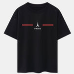 Paris Stripes Print Drop Shoulder Oversize T-Shirt
