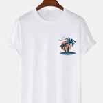 Palm Tree Seagull Print T-Shirt