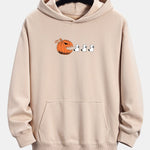 Pumpkin Chasing Ghosts Print Relax Fit Hoodie
