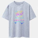 Gradient Dissolving Bear Print Drop Shoulder Oversize T-Shirt