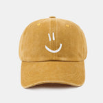 Smiley Face Pattern Classic Retro Washed Distressed Cotton Baseball Cap