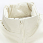 Corduroy PU Patchwork Puffer Coat