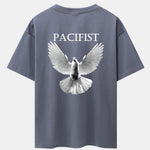 Pacifist Dove Back Print Drop Shoulder Oversize T-Shirt