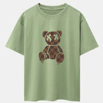 Checkerboard Dissolving Bear Drop Shoulder Oversize T-Shirt